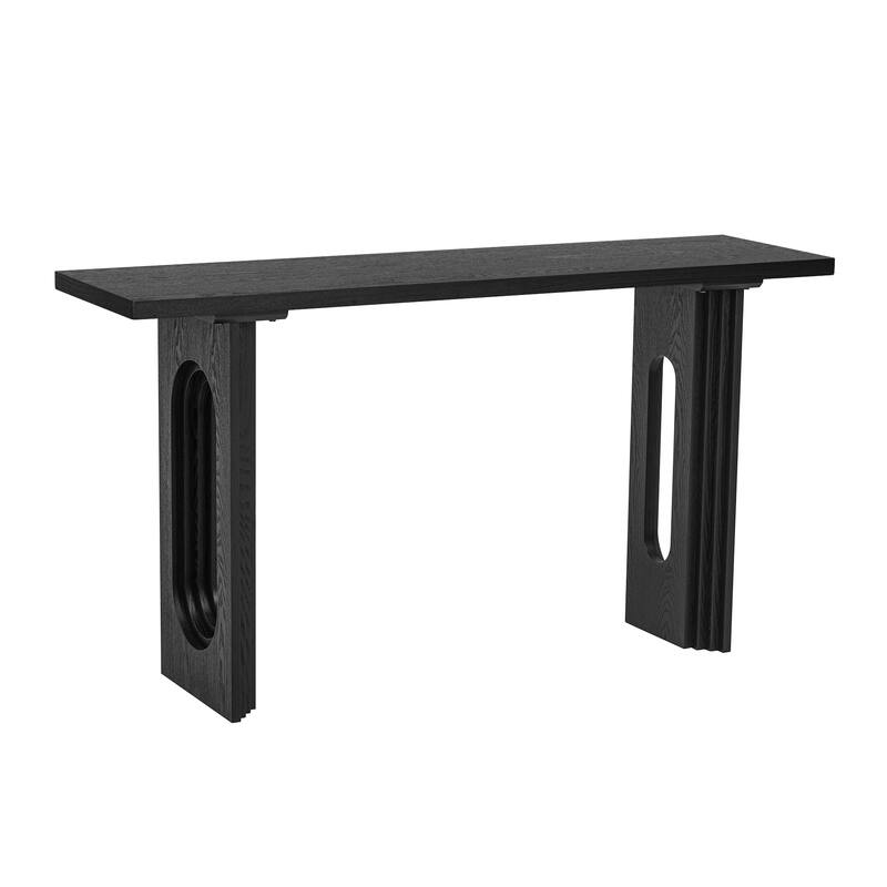 Console Table made of Fraxinus Mandschuric Solid Wood Veneer,with Distinctive Round Hollow Legs