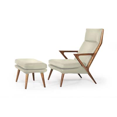 Modrest Fulton Modern Beige Lounge Chair & Ottoman