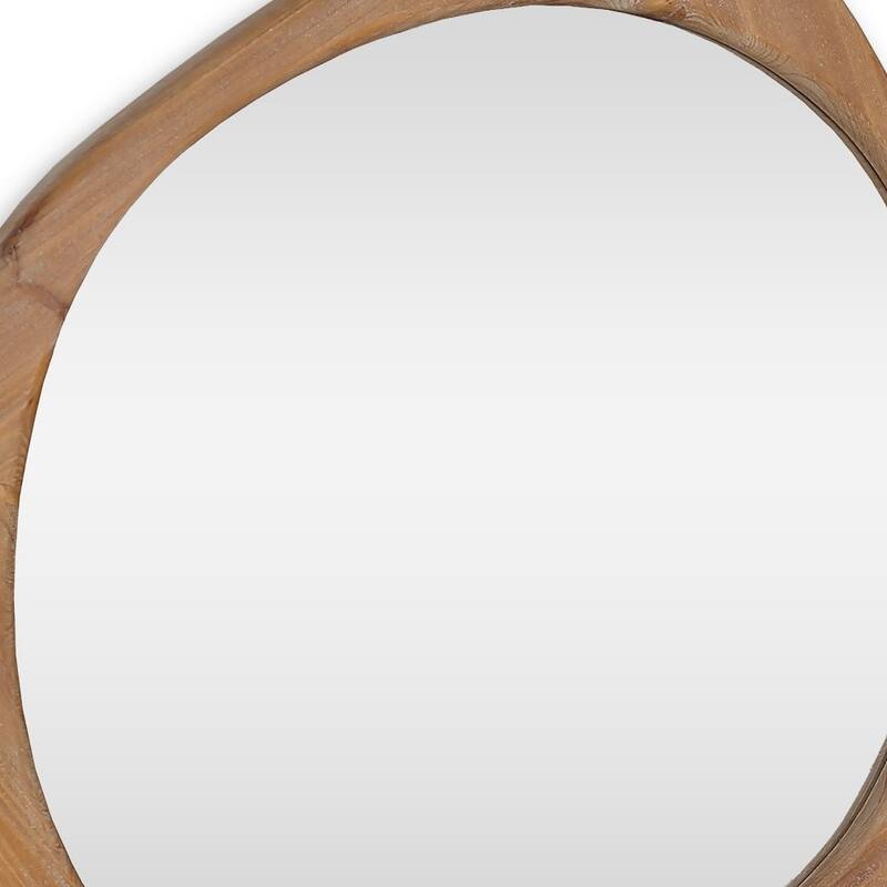 HomeRoots 32" Brown Abstract Wood Framed Accent Mirror - 31.00 in. x 32.00 in. x 1.50 in.