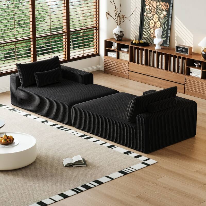 Roomfitters 102" Modern Sectional Lounge Chaise, Cloud Plush Loveseat Sleeper Sofa Bed, No Assembly Recliner Couch