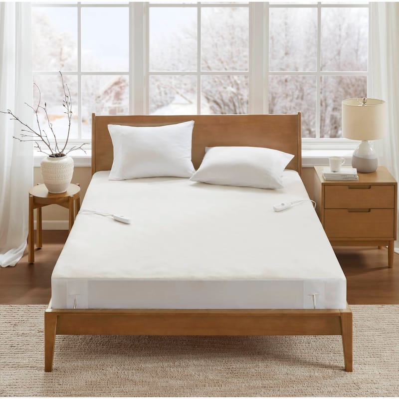 1-Piece Queen Heated Mattress Pad,White - White