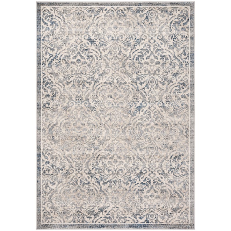 SAFAVIEH Brentwood Beulah Traditional Oriental Rug - 5' Square - Light Grey/Blue