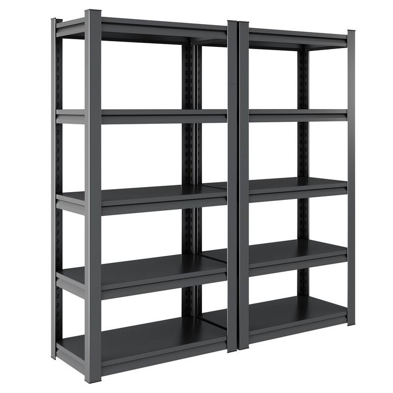 5-Tier Adjustable Heavy Duty Metal Storage Shelves, Black, 72"H
