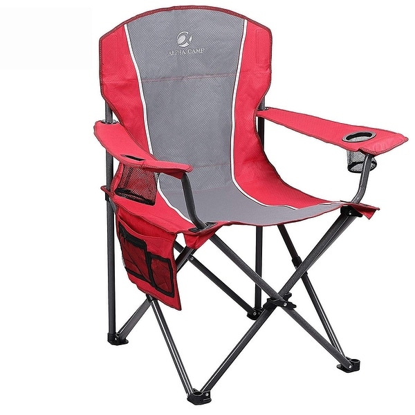 ALPHA CAMP Oversized Camping Folding Chair Padded Arm Chair with