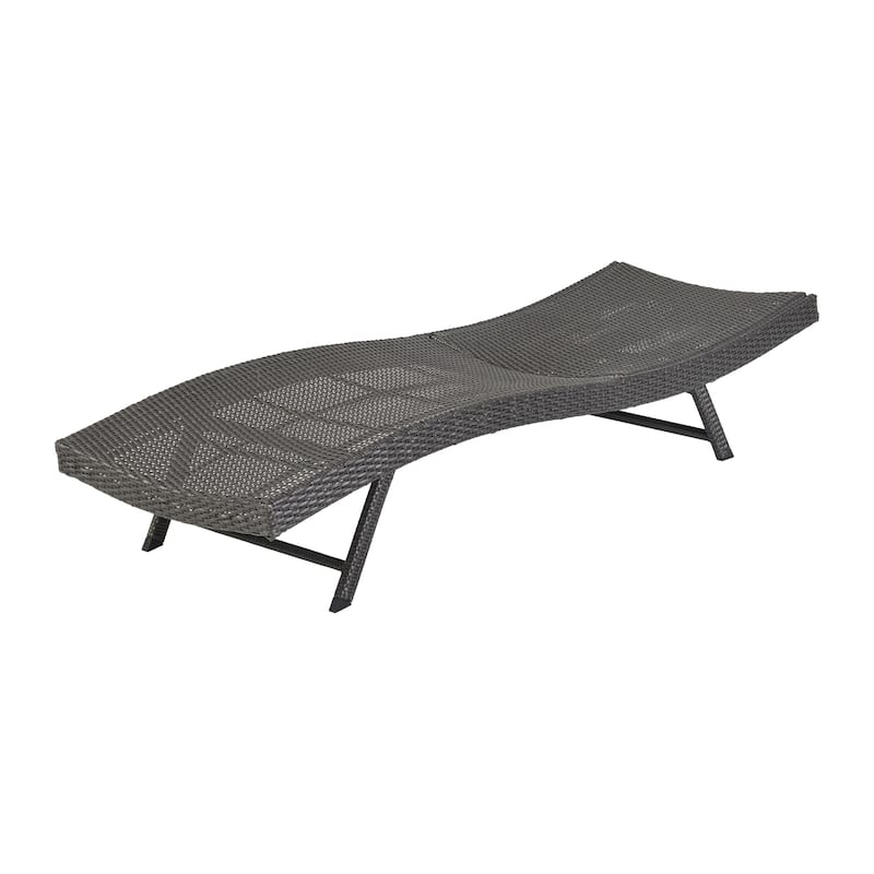 Kaye Outdoor Sun Chaise Lounger, 79 Inch Acacia Wood, Gray Cushion