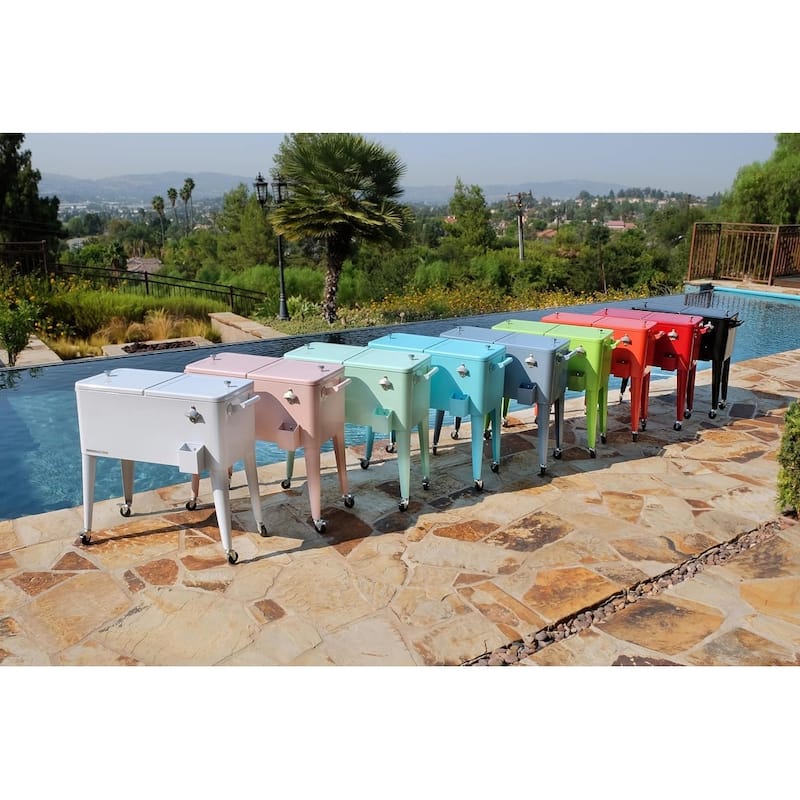 Permasteel 80-Qt Classic Outdoor Rolling Patio Cooler with Wheels, Turquoise