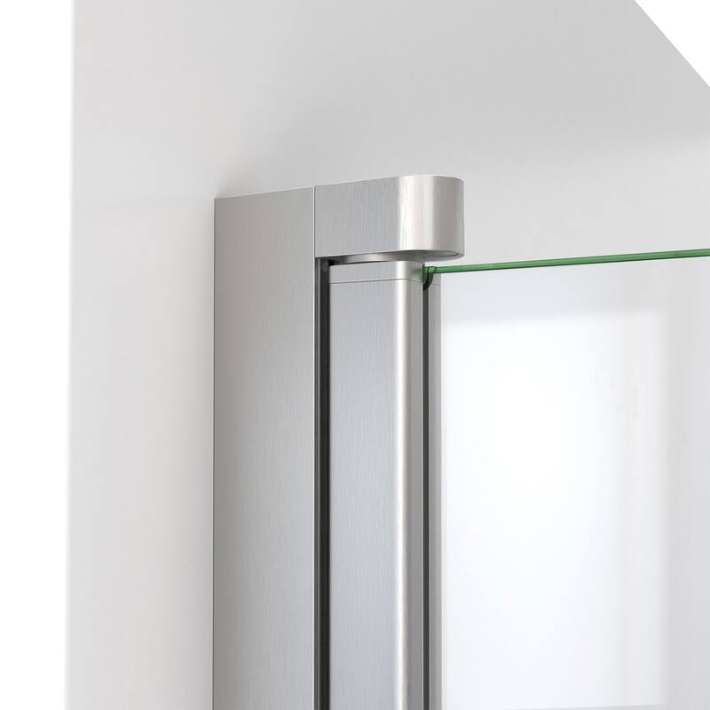 DreamLine Aqua-Q Fold 36 in. D x 36 in. W x 74 3/4 in. H Frameless Bi-Fold Shower Door in Brushed Nickel with White Base Kit