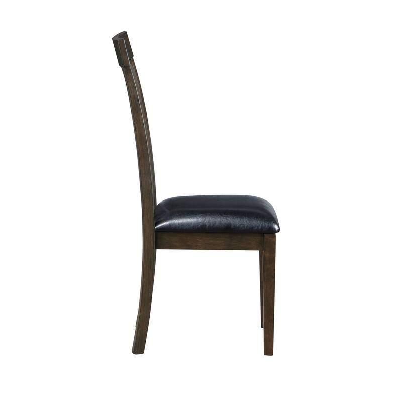 Kyn 18 Inch Side Dining Chairs Set of 2, Slatted Back, Padded Seat, Farmhouse Brown