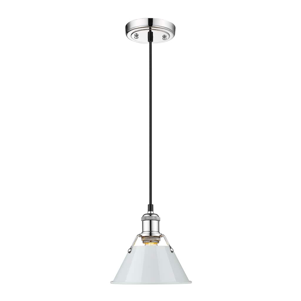 Orwell 7.5" Wide Small Pendant in Chrome with Dusky Blue - Silver