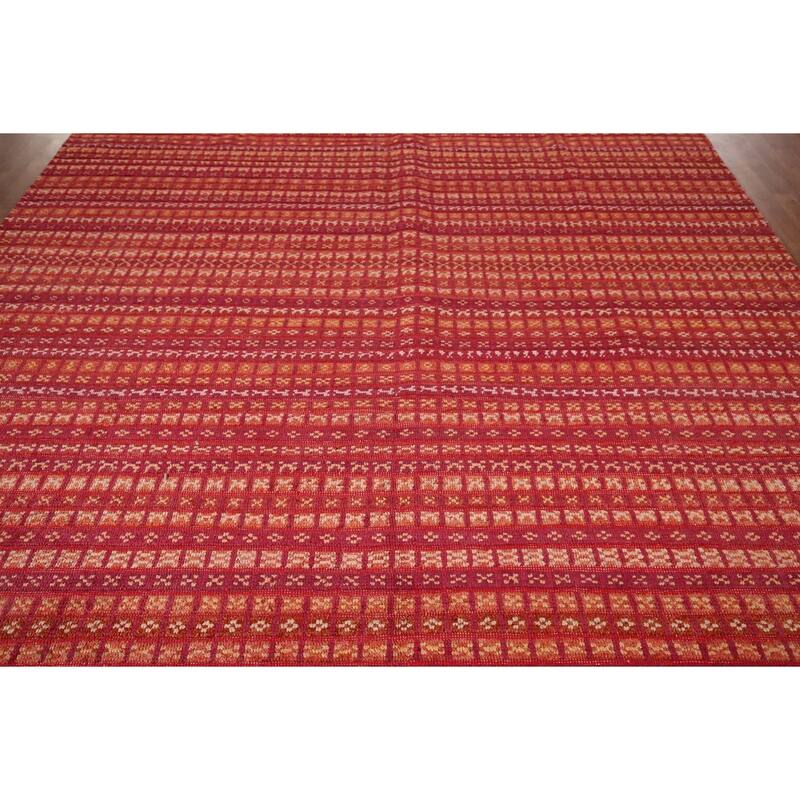 Checkered Moroccan Large Oriental Area Rug Hand-Knotted Wool Carpet - 9'8" x 13'11"