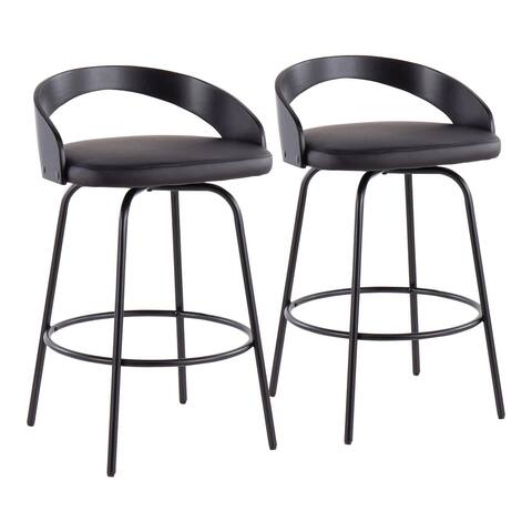 Carson Carrington Stavanger Fixed-Height Swivel Counter Stool with Black Metal Base & Round Footrest (Set of 2)