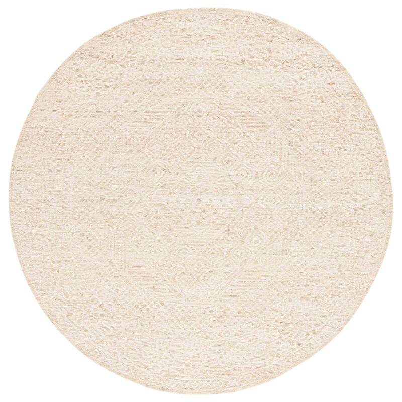 SAFAVIEH Handmade Textural Dyan Contemporary Wool Rug - 6' Round - Gold/Ivory