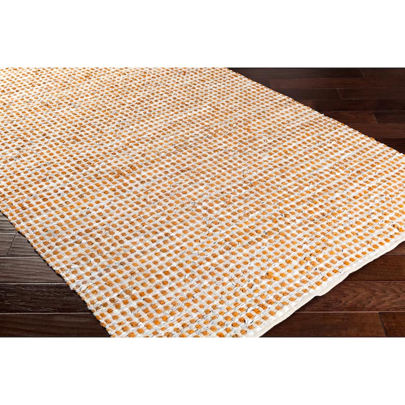 Hand-Woven Canoas Cotton/Leather Area Rug (9' x 13')