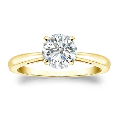 Auriya 18k Gold 1ctw Round Solitaire Diamond Engagement Ring (I-J, SI1-SI2)