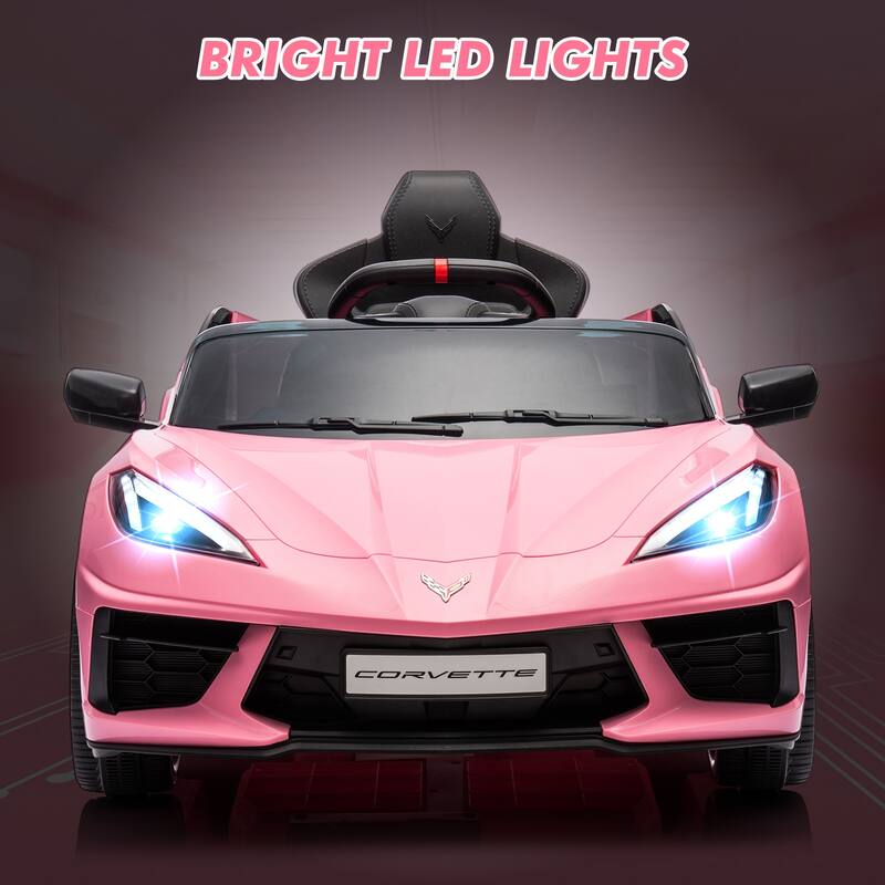 12V Kids Ride on Car, Licensed Corvette Battery Powered Car, Toddler Electric Sports Car Toy