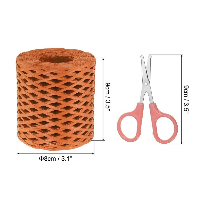 Raffia Ribbon, Natural Raffia String with Scissor, 218 Yards - Orange