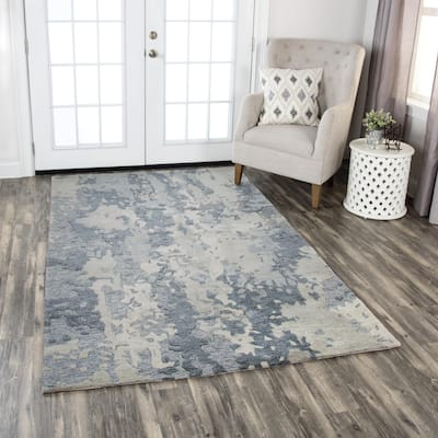 Alora Decor Flare Abstract Grey, and Cream Hand-tufted Wool Rug