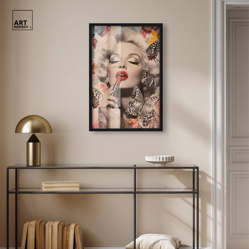 Iconic Lady Butterfly Collage Shadowbox by Art Remedy