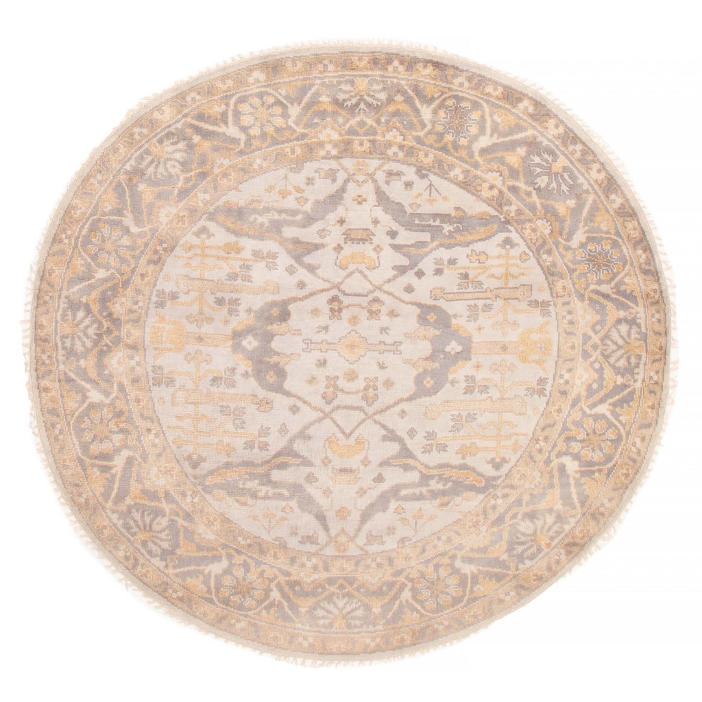 ECARPETGALLERY Hand-knotted Royal Oushak Light Grey Wool Rug - 7'10 x 7'10