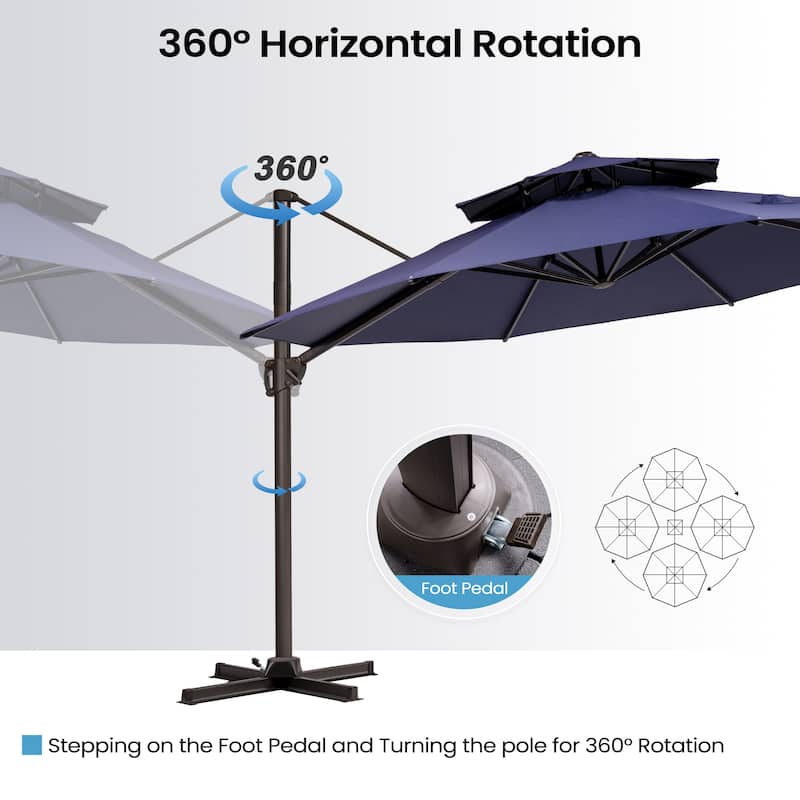 11.5-foot Outdoor Round Cantilever Umbrella Patio Offset Umbrella with No Base
