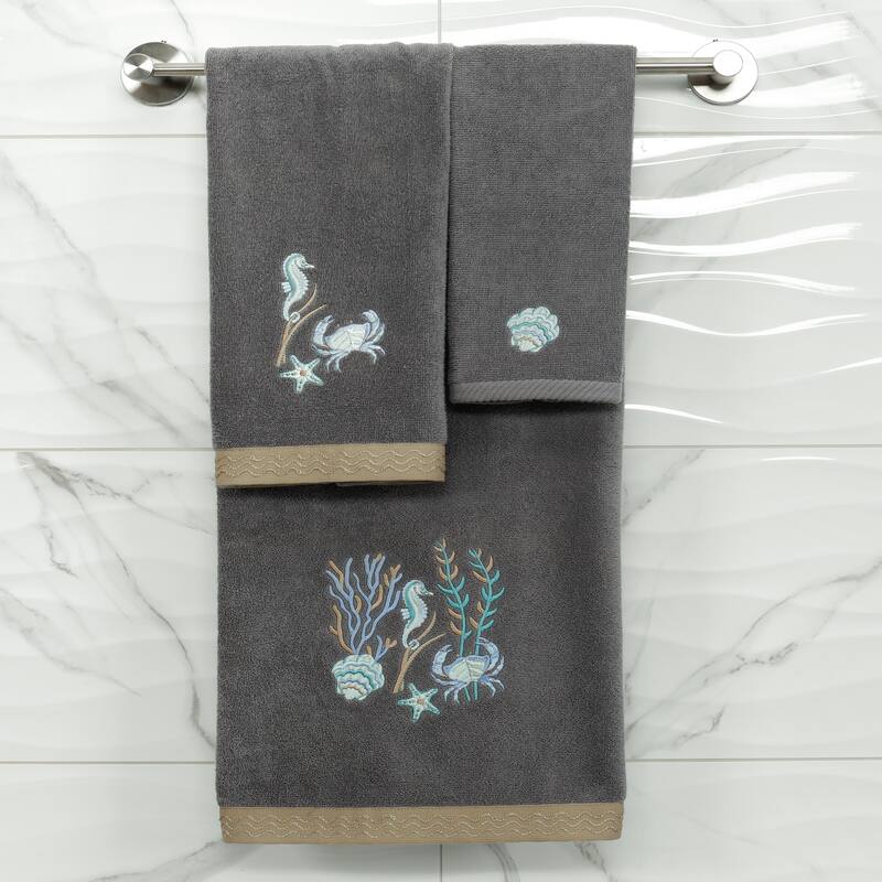 Authentic Hotel and Spa Turkish Cotton Aaron 2PC Embellished Fingertip Towel Set