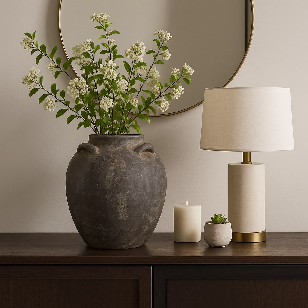 Decorative Vase - Terracotta Multi Handles - Gray, 15"