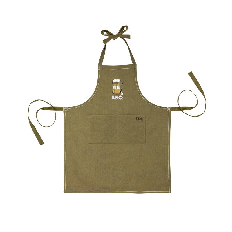 Father's Day Grilling Apron and Oven Mitt Gift Set, Beer and BBQ