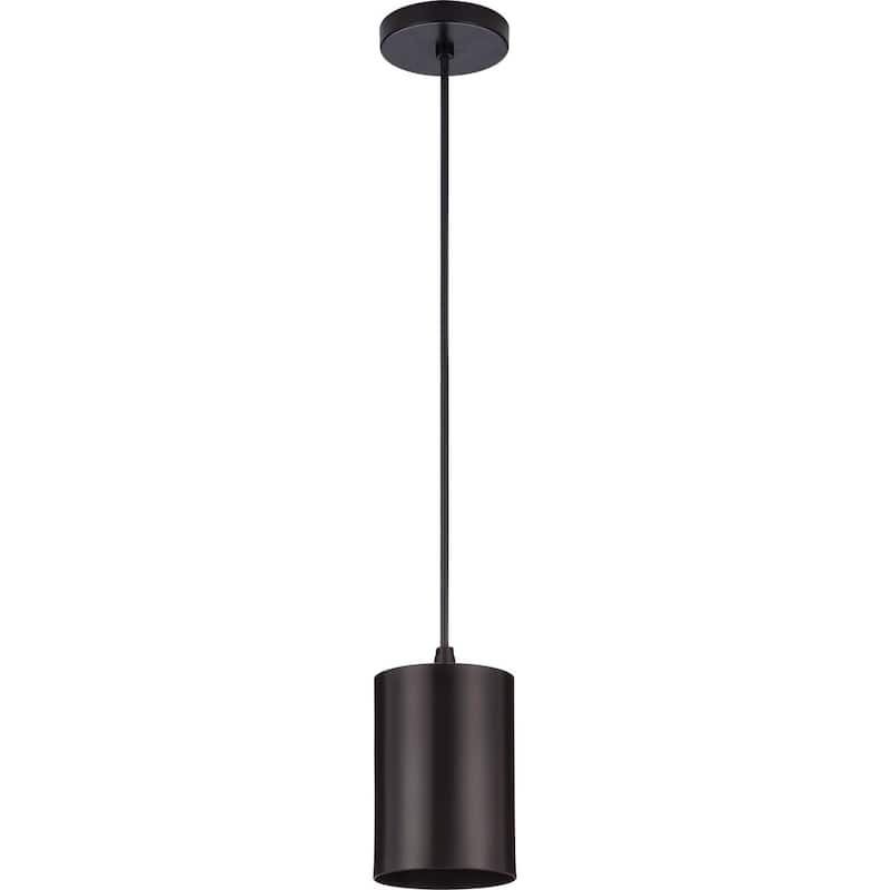 Cylinder Collection 5-Inch 1-Light Antique Bronze Modern Outdoor Pendant Hanging Light - 5 in x 5 in x 9.8 in