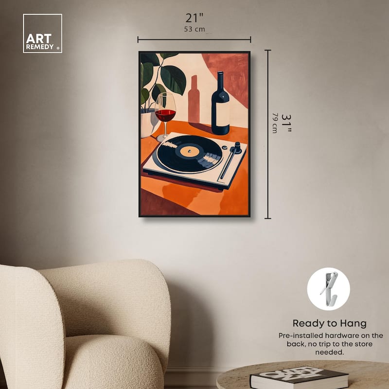 Vinyl and Wine Canvas by Art Remedy