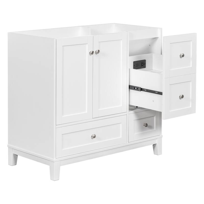 Modern 36-Inch Bathroom Vanity with USB Drawer Charging, Solid Wood Base, and Painted Finish(Sink not included) - 17.5in L