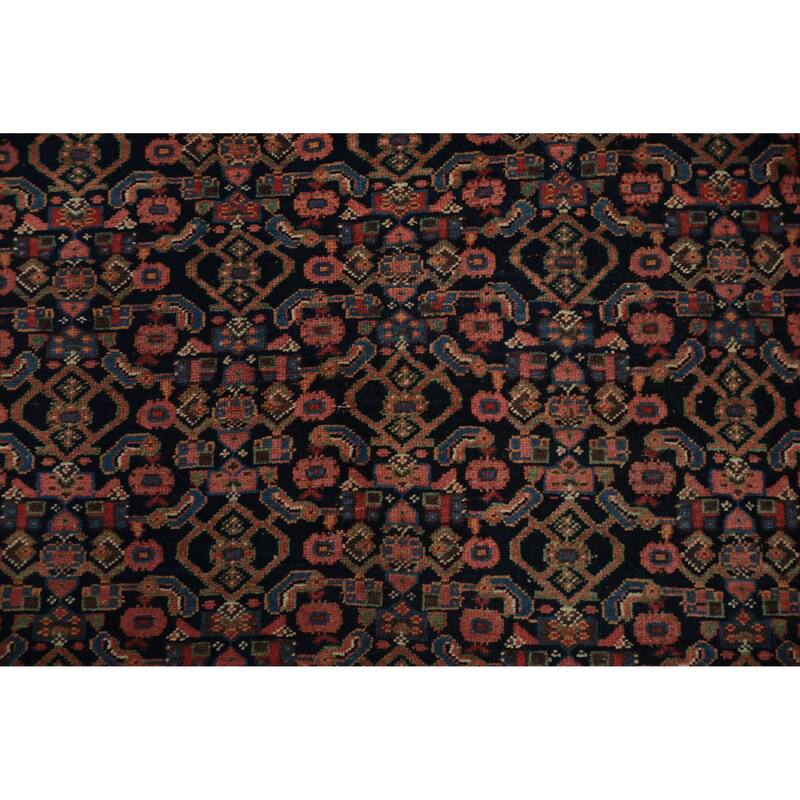 Hand Knotted Oriental 100% Wool Carpet Traditional Geometric Navy Blue & Blues Bidjar Area Rug - 9' 11'' X 5' 2''