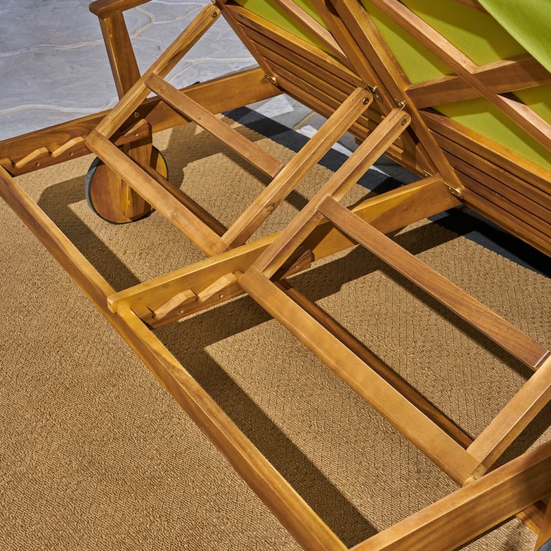 Perla Outdoor Acacia Wood Double Chaise Lounge by Christopher Knight Home