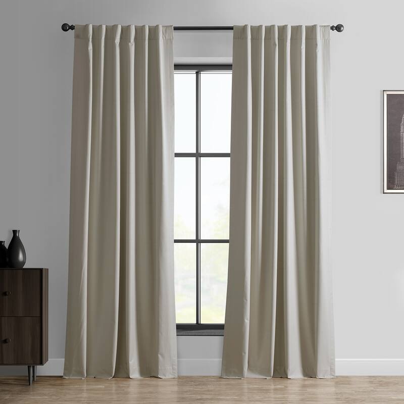 Exclusive Fabrics Essential Polyester Solid Blackout Curtains - Thermal Insulated Window Curtains Rod Pocket (Single Panel) - 50 X 108 - Dark Ivory