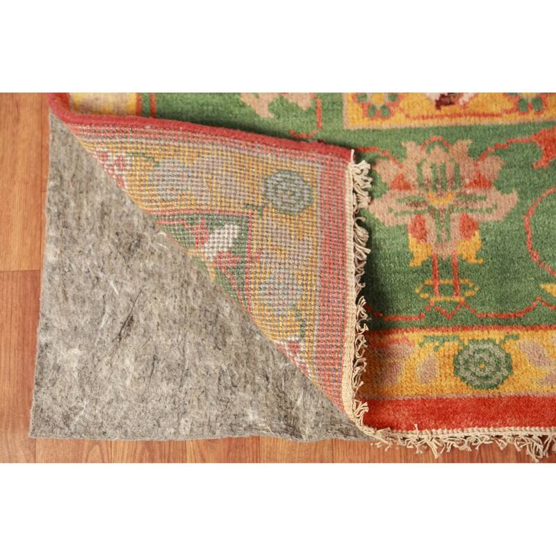 Floral Orange Art Deco Oriental Area Rug Handmade Wool Carpet - 7'10" x 10'0"