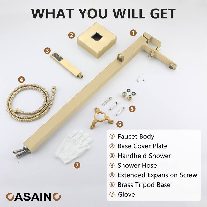 CASAINC Single-Handle Freestanding Floor-Mount Roman Tub Faucet Bathtub Filler with Hand Shower