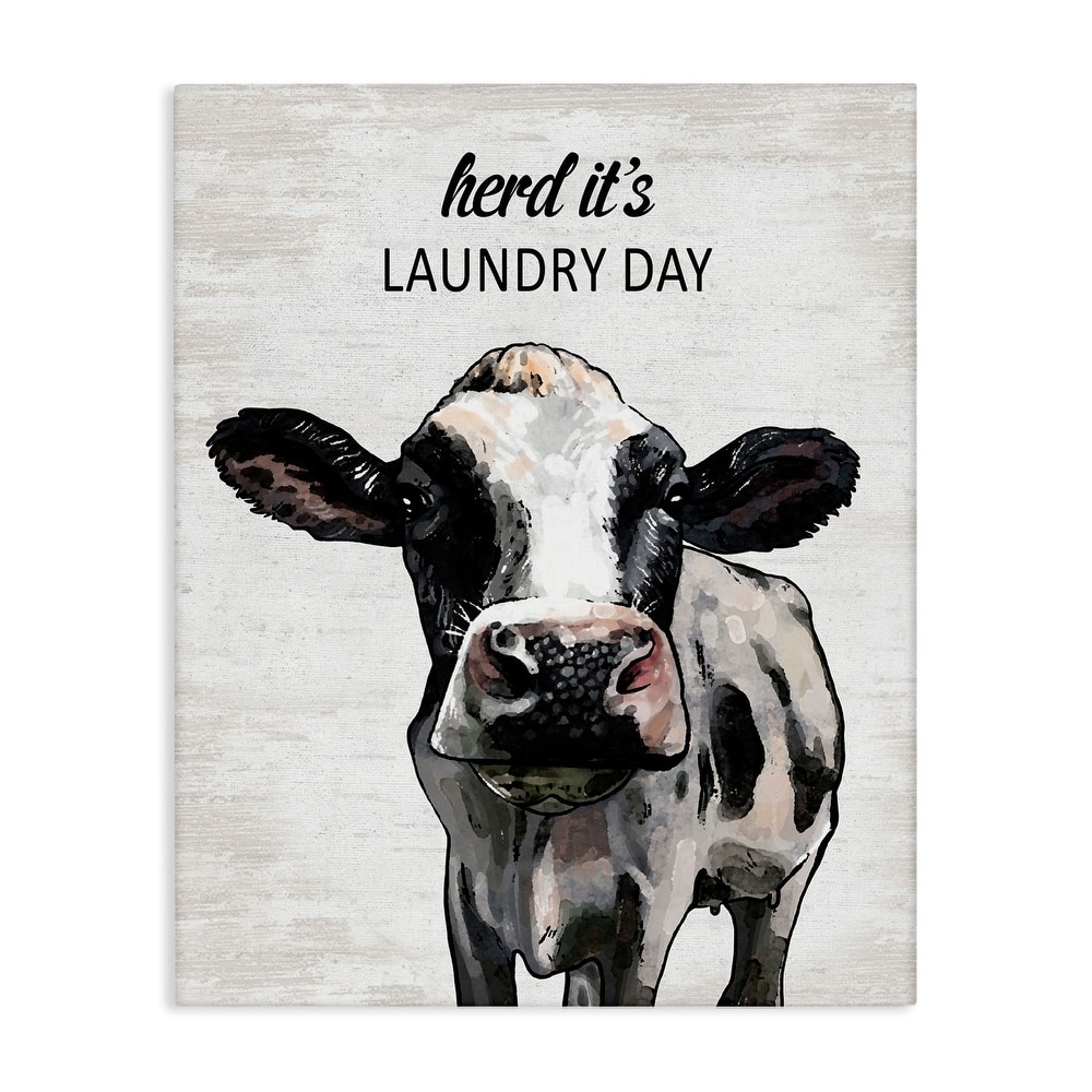Stupell Herd It's Laundry Day Cow Canvas Wall Art Design By Lettered and Lined