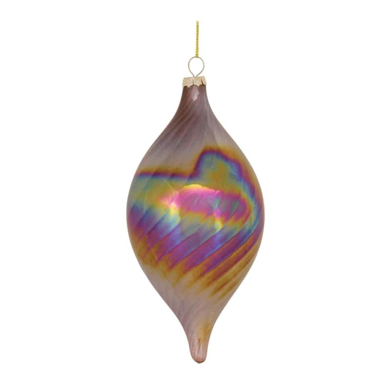 Pearl Finish Swirl Glass Christmas Ornaments 7" 180mm Multi-Color 6Ct