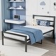 preview thumbnail 3 of 8, Twin Size Metal Platform Bed Frame with Wave-Style Headboard, Durable Quiet Support System