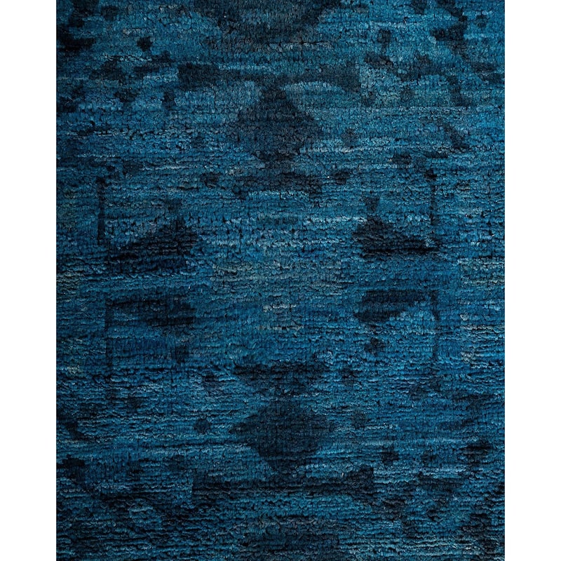 Overton Hand Knotted Wool Vintage Inspired Modern Contemporary Overdyed Black Area Rug - 10' 0" x 18' 3"
