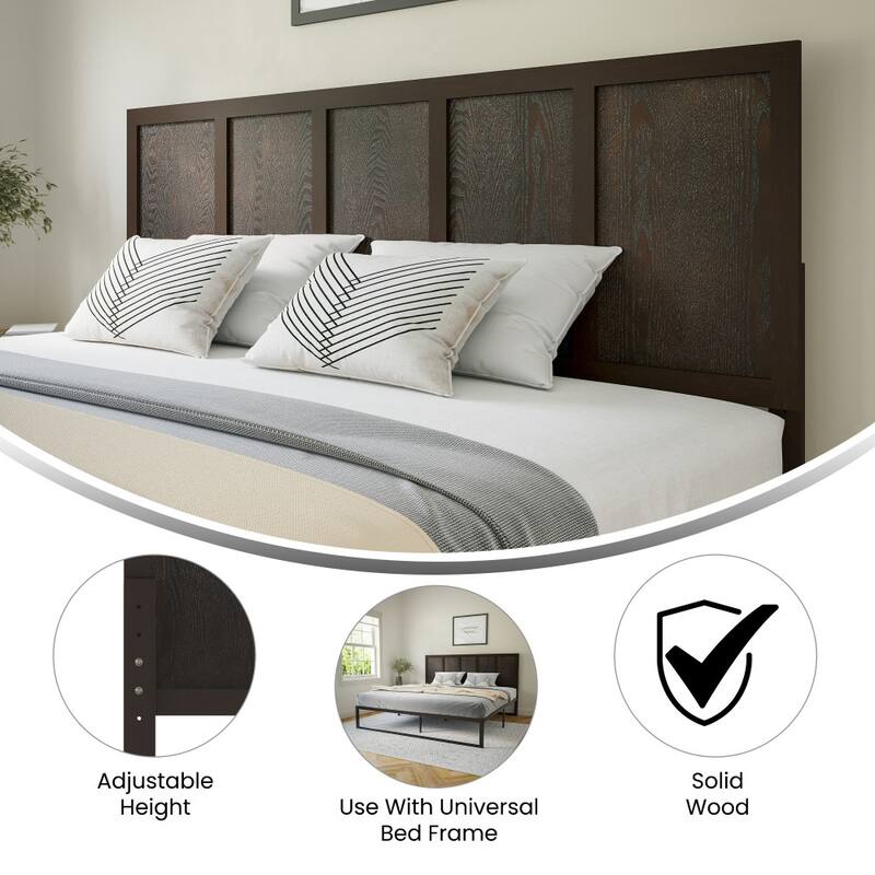 Solid Wood Paneled Headboard Only