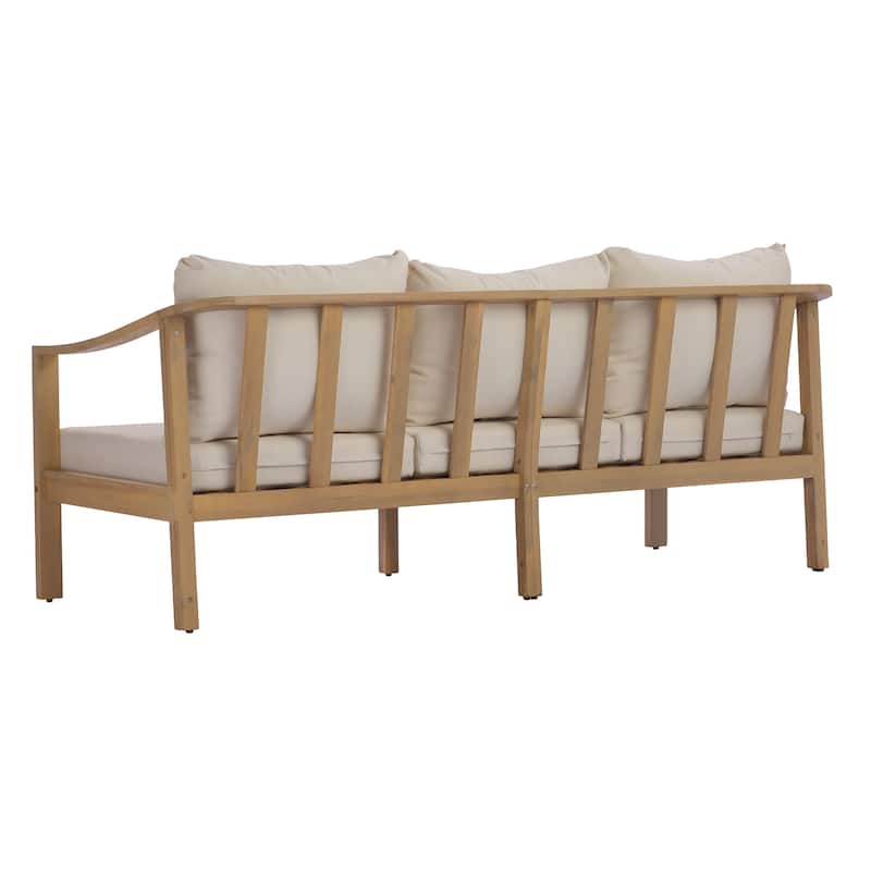 Christopher Knight Home - Modern 77.95" Wide Outdoor Patio Club Chair with Ergonomic Slatted Backrest & Soft Cushion