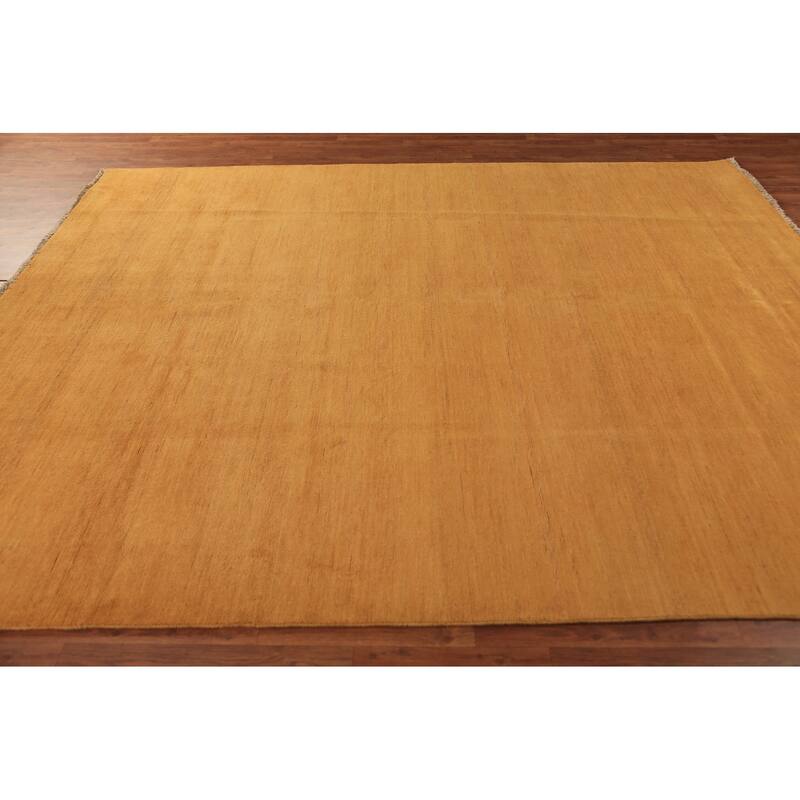 Yellow Gold Modern Gabbeh Oriental Area Rug Handmade Wool Carpet - 8'3" x 9'11"