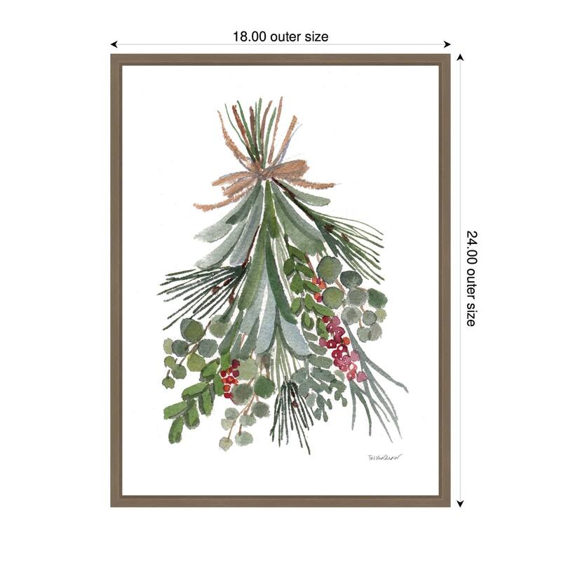 Kate and Laurel Framed Canvas Mixed Greens Holiday Swag by Patricia Shaw