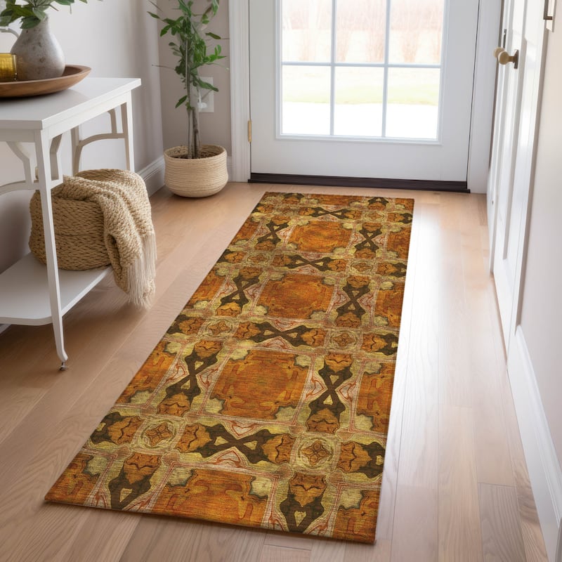 Machine Washable Indoor/ Outdoor Boho Medallions Chantille Rug
