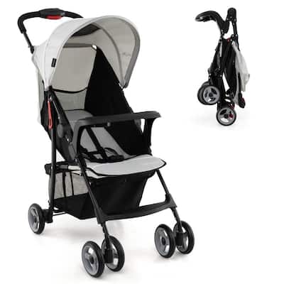 Steel Kids Stroller with Recline, Canopy and All-Terrain Wheels - 35"(L) x 18"(W) x 39"(H)