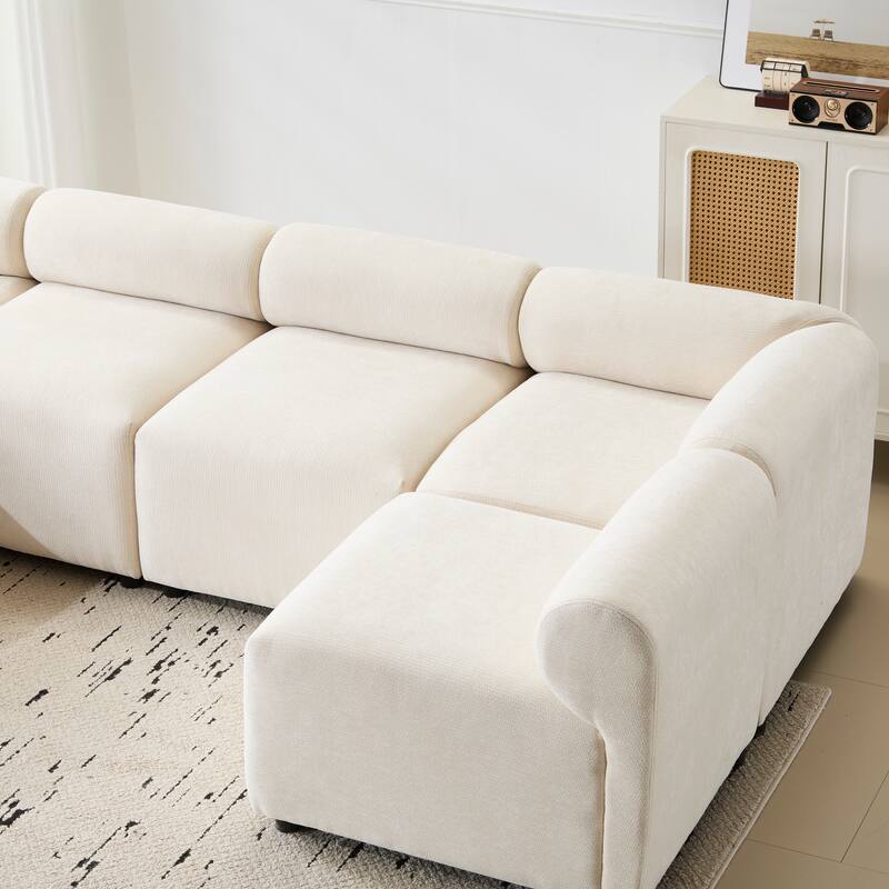83" Fabric 4-Piece Modular Sectional Sofa with L-Shaped Configuration, High-Resilience Foam, and Solid Wood Frame