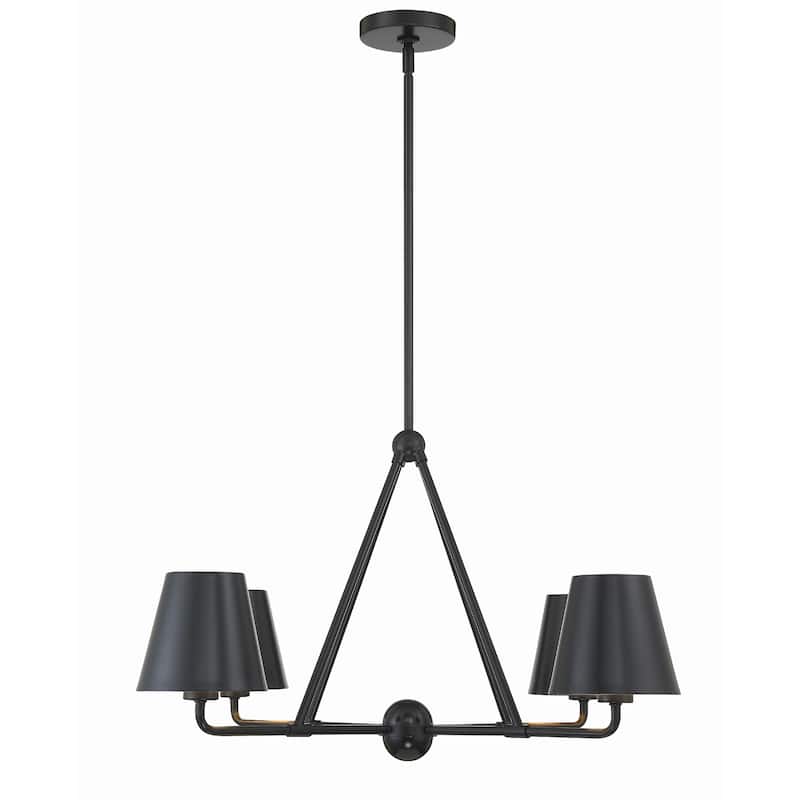 Xavier 4 Light Matte Black Chandelier - 31.75"W x 17"H