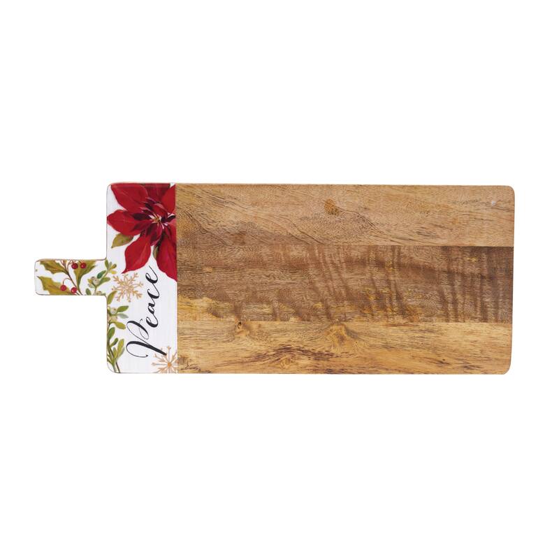 Peace Poinsettia Mango Wood Server