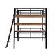 preview thumbnail 11 of 9, Full Size Metal Loft Bed with Built-in Desk,Storage Shelf and Ladder,Minimalist Design