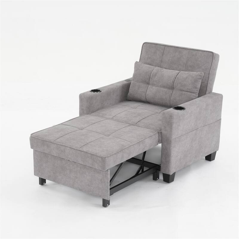 3-in-1 Pull Out Convertible Sleeper Chair w/ USB Ports,Wear Resistant